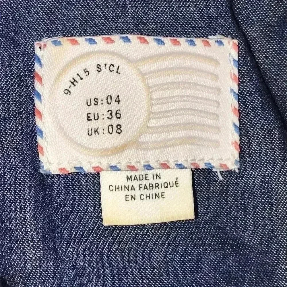 Anthropologie Postmark Denim and Floral Top Size 4 - Picture 5 of 6